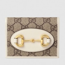 Gucci Horsebit 1955 White Card Case Wallet