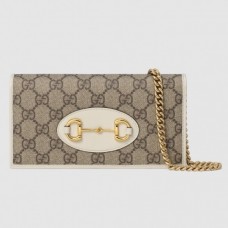 Gucci Horsebit 1955 White Wallet With Chain