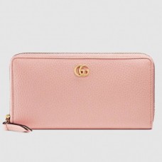 Gucci Light Pink Leather Zip Around Wallet