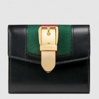 Gucci Sylvie Flap Wallet In Black Leather