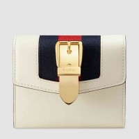   Gucci Sylvie Flap Wallet In White Leather