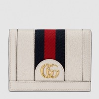 Gucci Web Ophidia Card Case Wallet 523155 Leather White