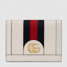 Gucci Web Ophidia Card Case Wallet 523155 Leather White