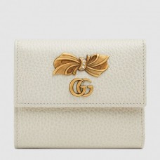 Gucci White Leather Wallet With Bow