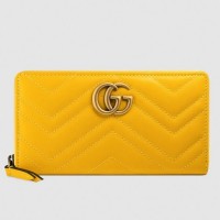 Gucci Yellow GG Marmont Zip Around Wallet