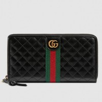  Gucci Zip Around Wallet In Black Quilted Leather