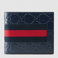 Gucci Blue Signature Web Bi-fold Wallet