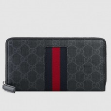 Gucci Zip Around Wallet In Black GG Supreme Web