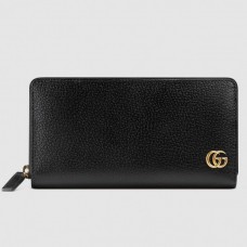 Gucci GG Marmont Zip Around Wallet In Black Leather