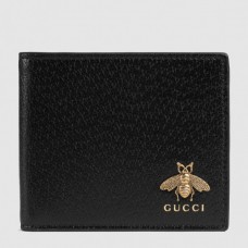 Gucci Animalier Bi-fold Wallet In Black Leather