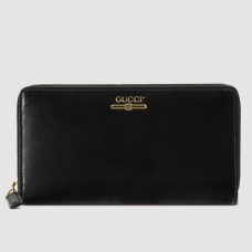 Gucci Zip Around Wallet With Gucci Logo In Black Leather