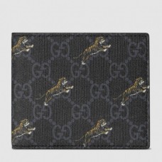 Gucci Black Tiger Print GG Supreme Bi-fold Wallet