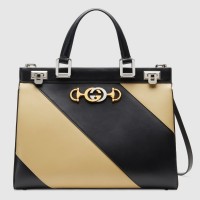 Gucci Zumi Medium Top Handle Bag In Stripe Calfskin