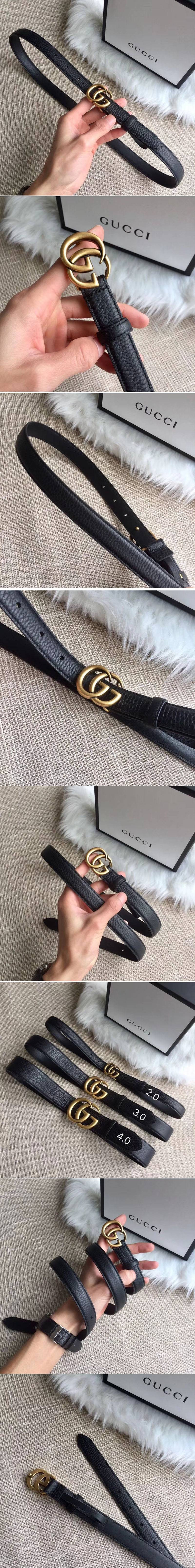 Replica Gucci 409417 20mm Leather belt with Double G buckle