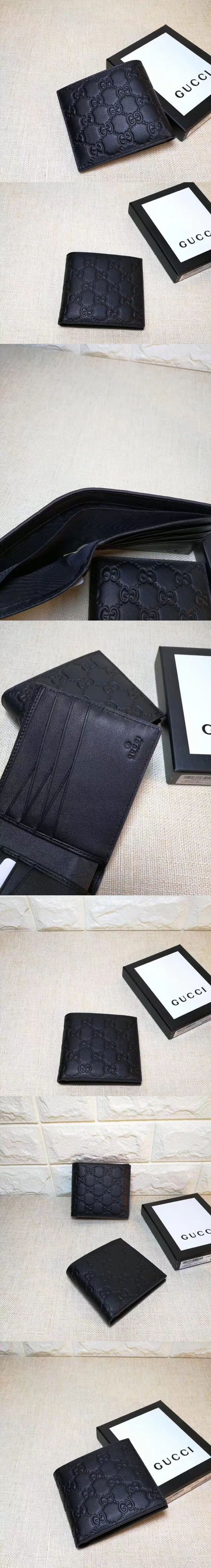Replica Gucci 145754 Bi-Fold GG Leather Wallet Black