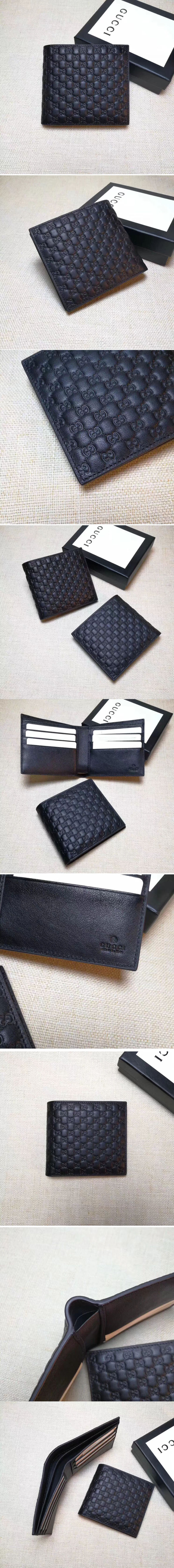 Replica Gucci 145754 Bi-Fold GG Leather Wallet Black