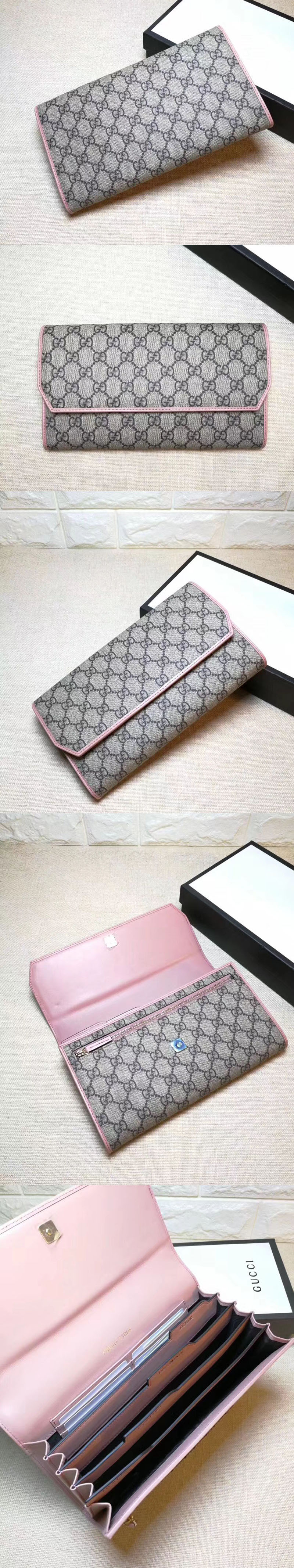 Replica Gucci 163252 GG Canvas Continental Wallet Pink