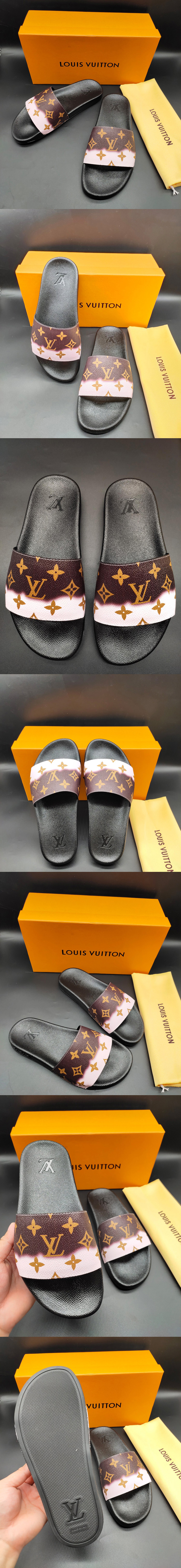 Replica Louis Vuitton 1A3PSB LV Waterfront Mule Sandal in Brown Monogram rubber