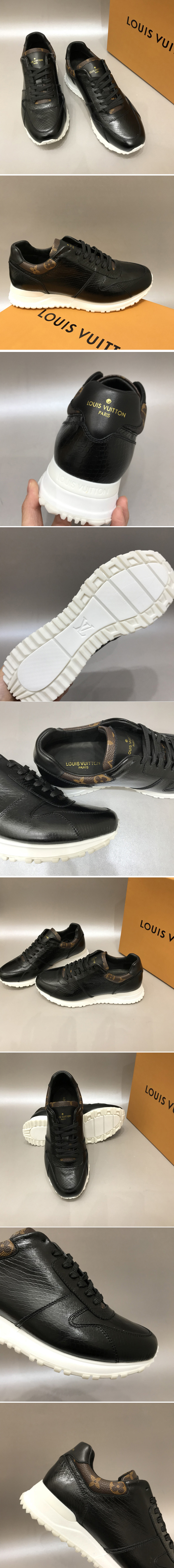 Replica Louis Vuitton 1A41BC LV Run Away sneaker in Black Calf leather