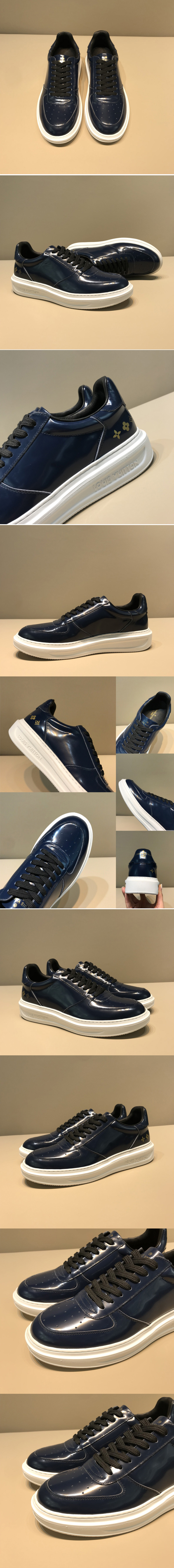 Replica Louis Vuitton 1A46PB LV Beverly Hills Sneaker in Blue Glazed calf leather