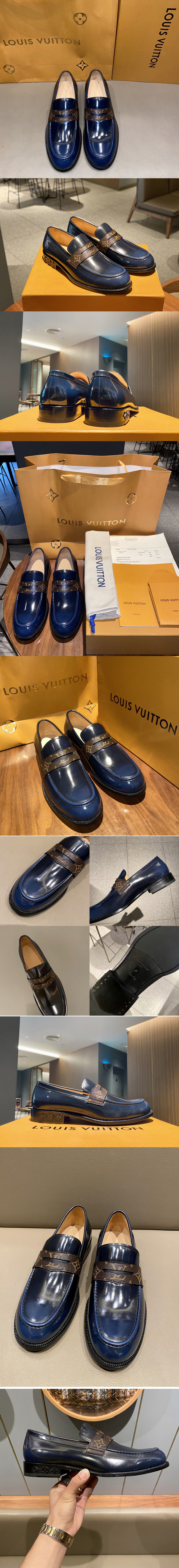 Replica Louis Vuitton 1A4SR7 LV Major Loafer Shoe In Blue calf leather