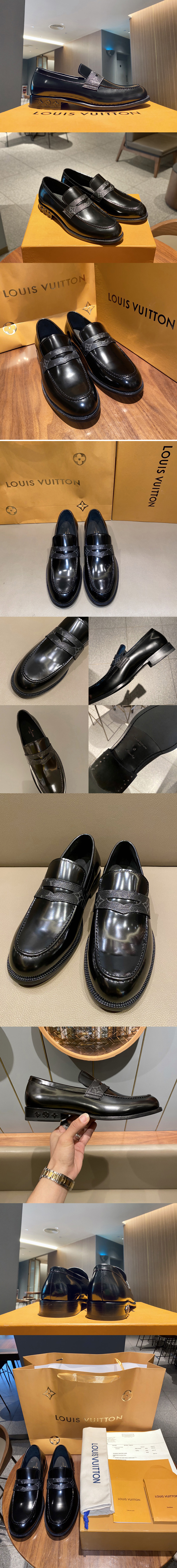 Replica Louis Vuitton 1A4SR7 LV Major Loafer Shoe In Black calf leather