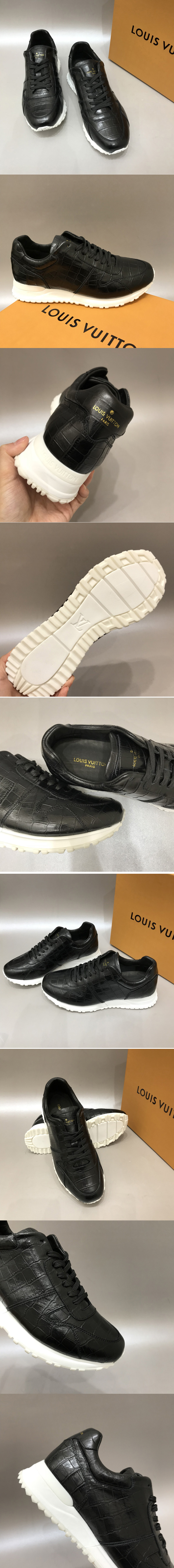 Replica Louis Vuitton 1A4U4S LV Run Away Sneaker in Black Leather