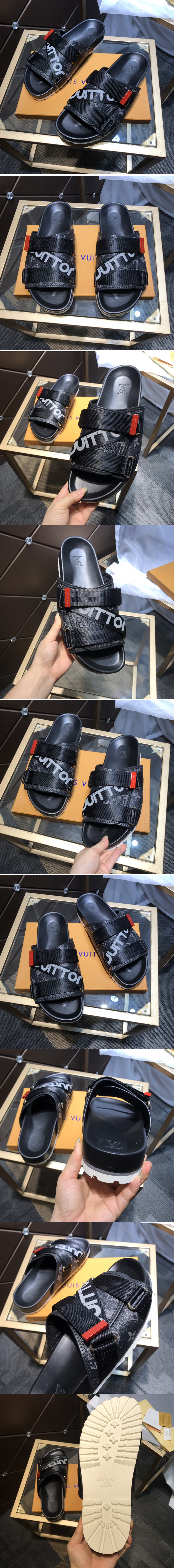 Replica Louis Vuitton 1A5S85 LV Honolulu Mule in Monogram Eclipse canvas With Black