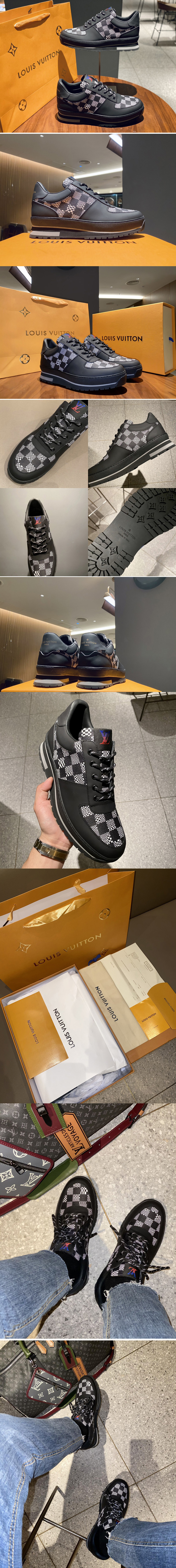 Replica Louis Vuitton 1A5SDA LV Harlem richelieu sneaker in Calf leather and Damier Graphite canvas