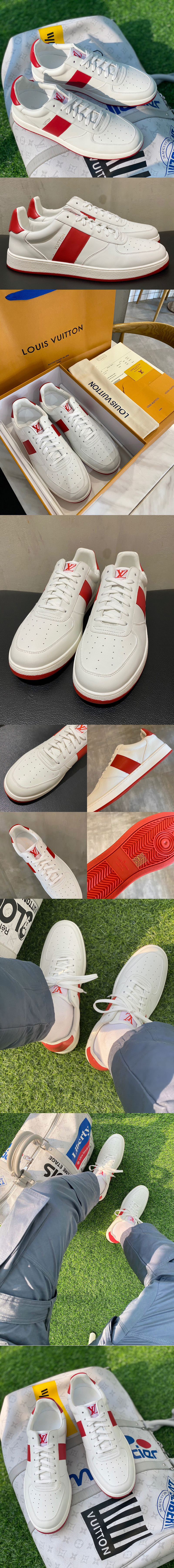 Replica Louis Vuitton 1A5YOM LV Rivoli sneaker in Red Calf leather