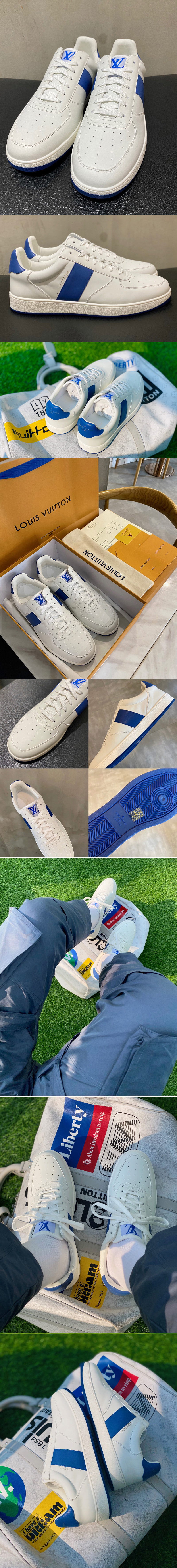 Replica Louis Vuitton 1A5YP3 LV Rivoli sneaker in White/Blue Calf leather