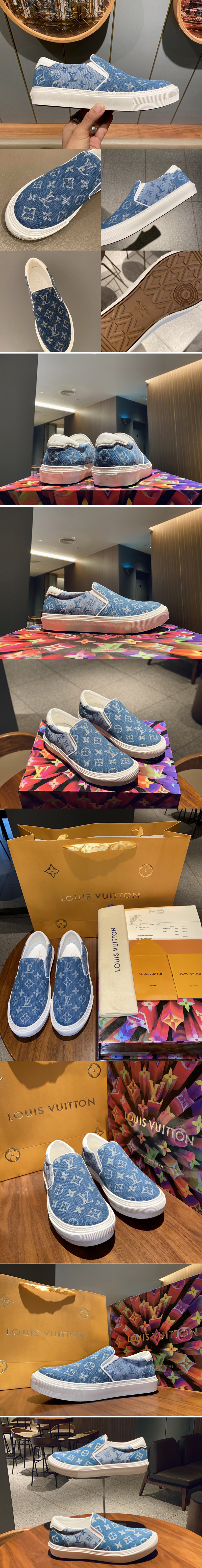 Replica Louis Vuitton 1A5YUS LV Trocadéro richelieu sneaker in Blue Monogram Denim