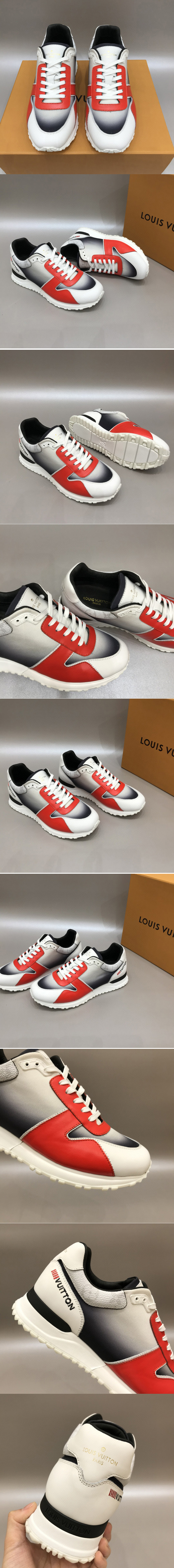Replica Louis Vuitton 1A5ZWM LV Run Away sneaker in White/Red calf leather
