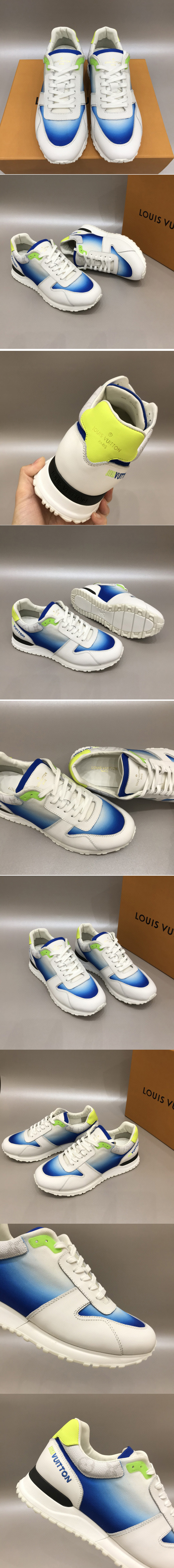 Replica Louis Vuitton 1A5ZX4 LV Run Away sneaker in White/Blue calf leather