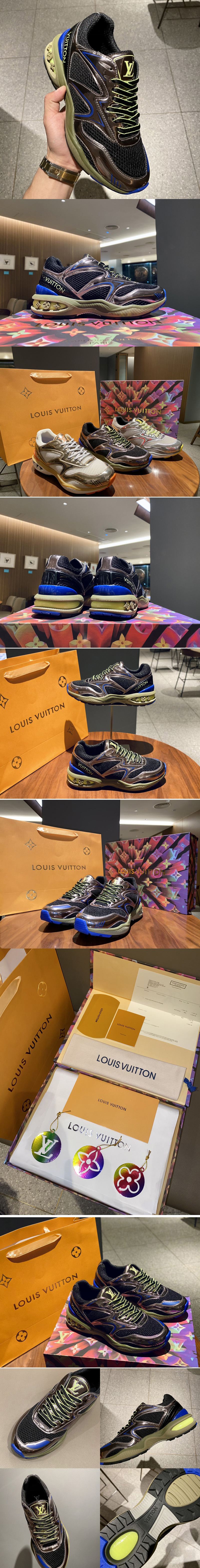Replica Louis Vuitton 1A7WKH LV Trail sneaker in Anthracite Gray Metallic leather and mesh