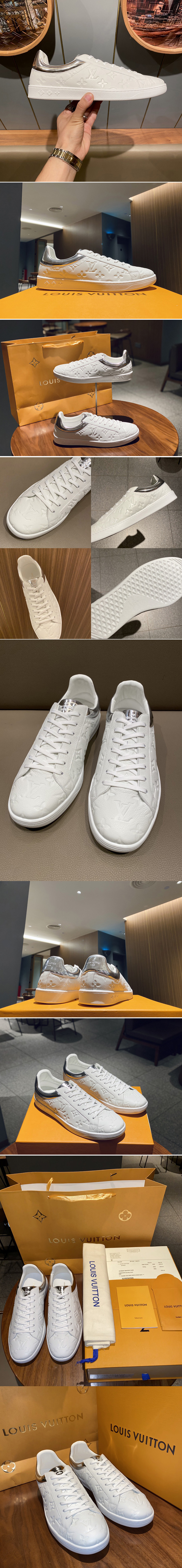 Replica Louis Vuitton 1A80XH Luxembourg sneaker in White Monogram-embossed grained calf leather