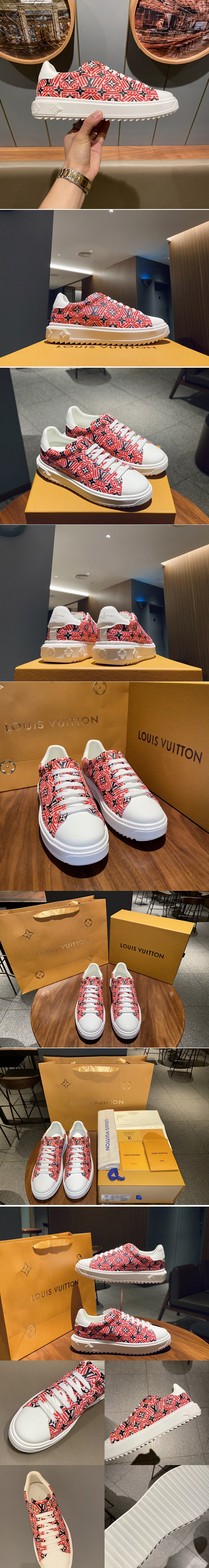 Replica Louis Vuitton 1A85MU LV Crafty Time Out sneaker in Red Printed calf leather