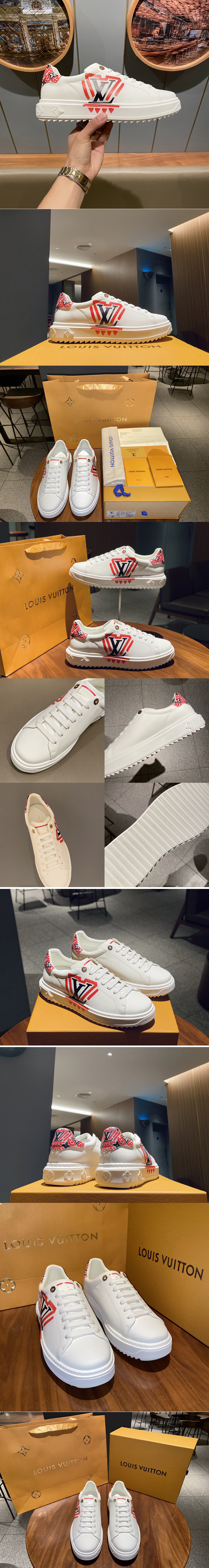 Replica Louis Vuitton 1A85O6 LV Crafty Time Out sneaker in Red Printed calf leather