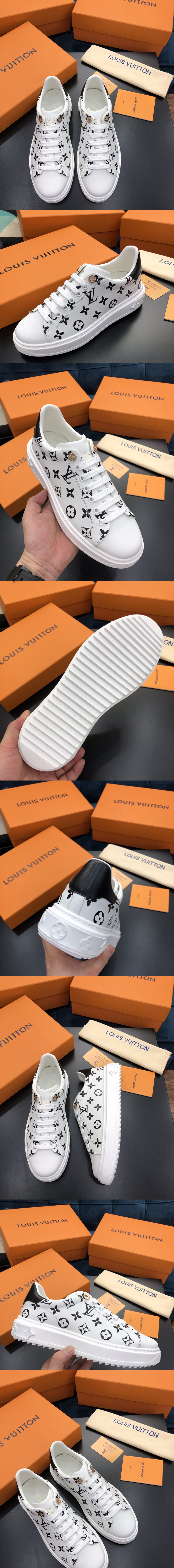 Replica Louis Vuitton 1A87NI LV Time Out sneaker in Black/White Calf leather