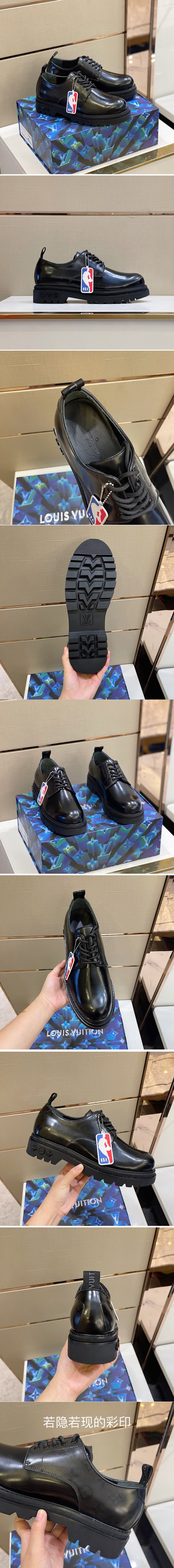 Replica Louis Vuitton 1A8JEF LV Black Ice derby Shoe in Monogram-glazed calf leather