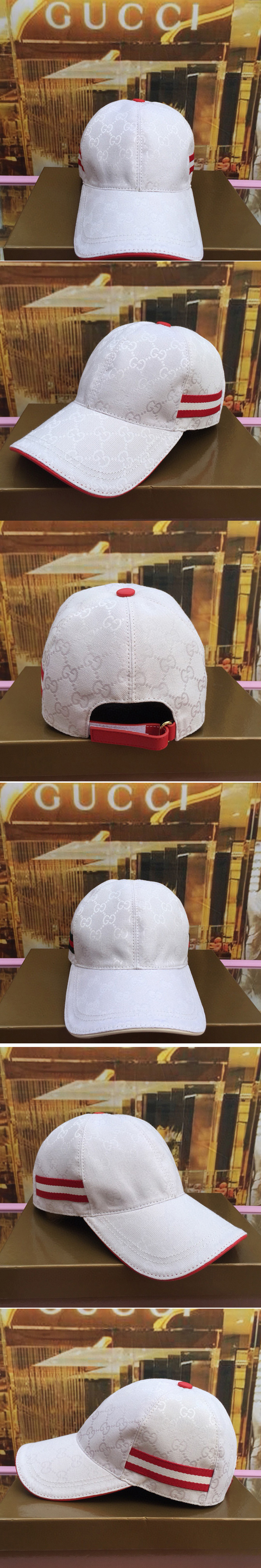 Replica Gucci 200035 Original GG canvas baseball hat with Web In White/Silver Original GG