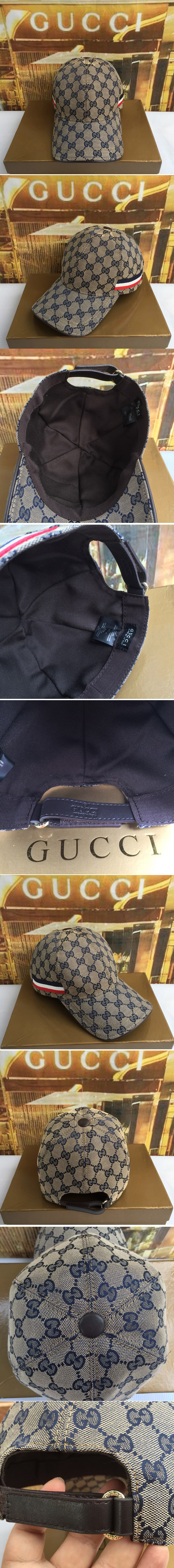 Replica Gucci 200035 Original GG canvas baseball hat with Web In Beige/Black Original GG