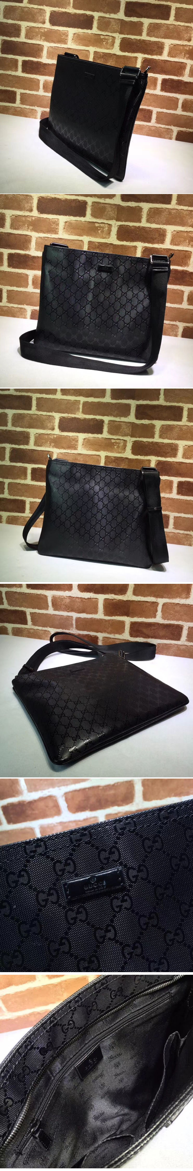 Replica Gucci 201446 GG Supreme Canvas messenger Bags Black