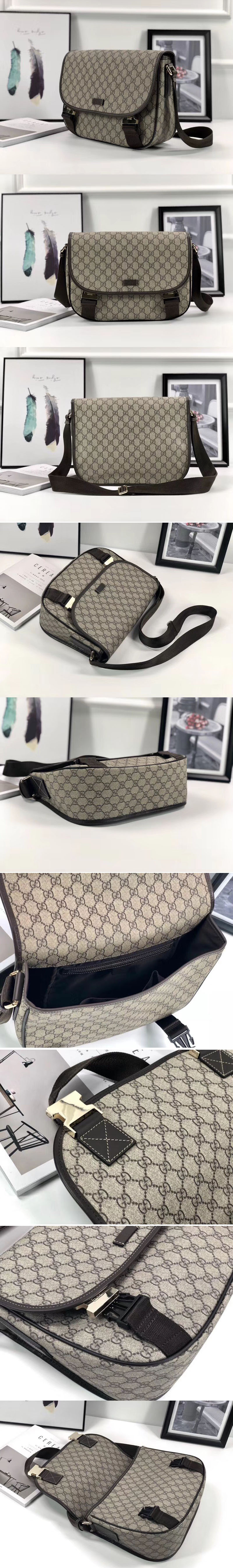 Replica Gucci 201732 GG Supreme Canvas Medium Messenger Bag Coffee