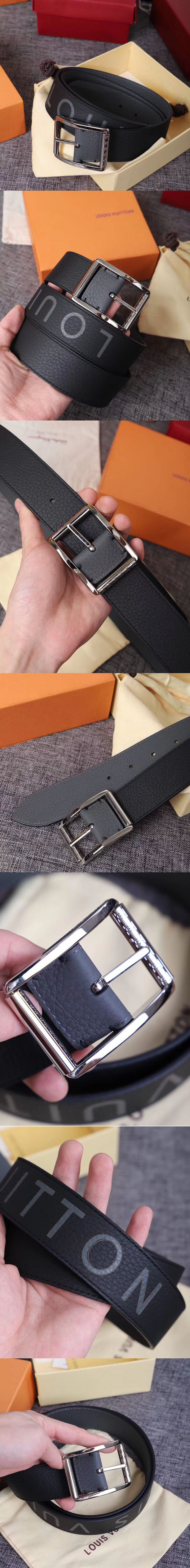 Replica Louis Vuitton M0126 LV Reversible Belt Taurillon leather Black