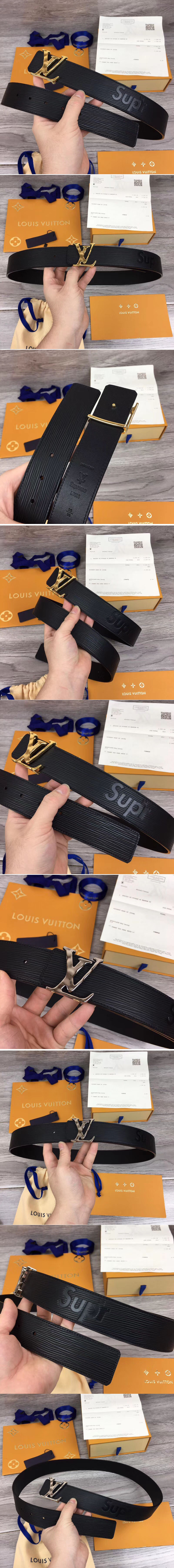 Replica Louis Vuitton LV Supreme 40mm Belt Black Epi Leather