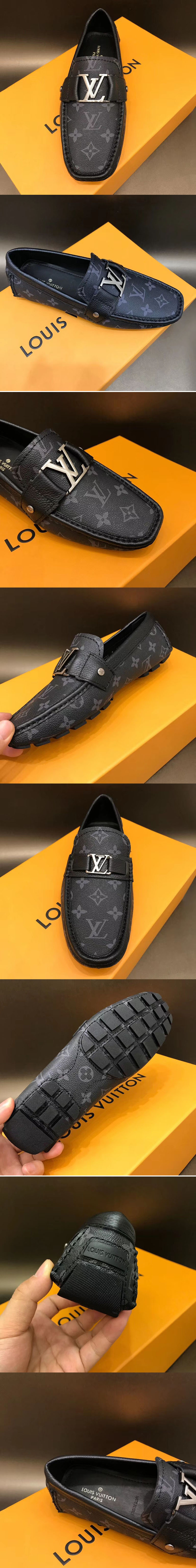 Replica Louis Vuitton LV Monte Carlo Moccasin Shoes Monogram Eclipse Canvas