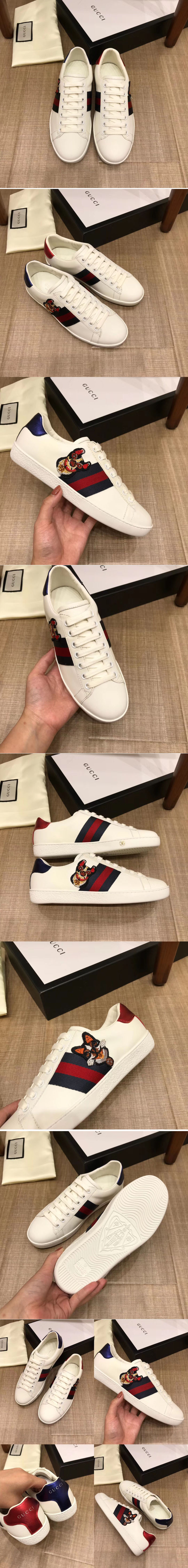 Replica Gucci Ace embroidered sneaker White Leather Mens and Women Size