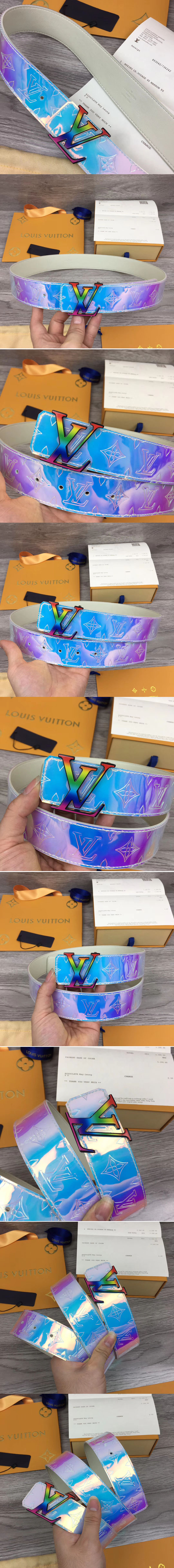 Replica Louis Vuitton M0165 LV Prism 40mm belt Monogram Embossed PVC Rainbow LV Buckle