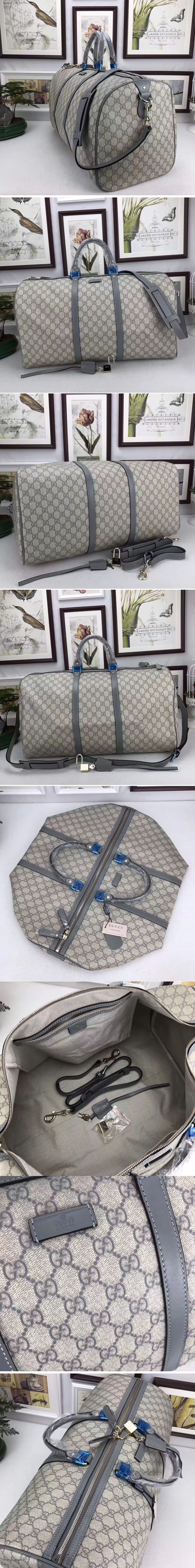 Replica Gucci 206500 GG Fabric Large Carry On Duffel Bags Grey